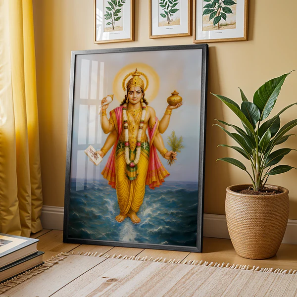 Divine Dhanvantari – The Healer’s Blessing Artwork – 14 x 21 Inch